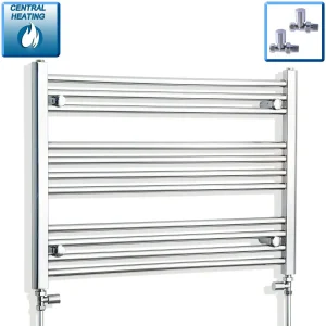 850mm Wide 600mm High Flat Chrome Heated Towel Rail Radiator