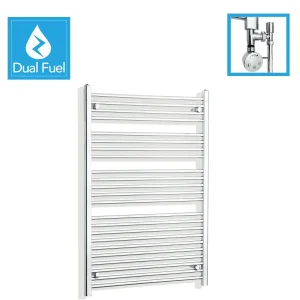 900x1200mm Chrome Dual Fuel Flat Heated Towel Rail